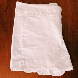 White Scalloped Hem Shorts